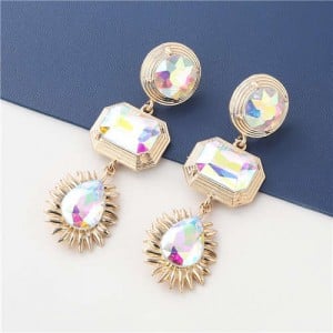 Bold Fashion Wholesale Jewelry Geometric Stylish Shining Colorful Acrylic Dangle Earrings - Luminous White