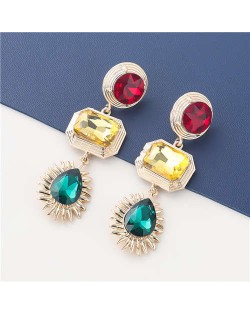 Bold Fashion Wholesale Jewelry Geometric Stylish Shining Colorful Acrylic Dangle Earrings - Green