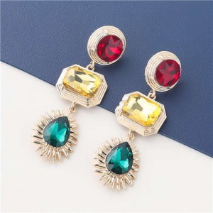 Bold Fashion Wholesale Jewelry Geometric Stylish Shining Colorful Acrylic Dangle Earrings - Green