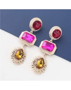 Bold Fashion Wholesale Jewelry Geometric Stylish Shining Colorful Acrylic Dangle Earrings - Yellow
