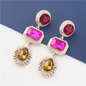 Bold Fashion Wholesale Jewelry Geometric Stylish Shining Colorful Acrylic Dangle Earrings - Yellow