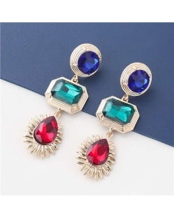 Bold Fashion Wholesale Jewelry Geometric Stylish Shining Colorful Acrylic Dangle Earrings - Red