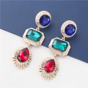 Bold Fashion Wholesale Jewelry Geometric Stylish Shining Colorful Acrylic Dangle Earrings - Red
