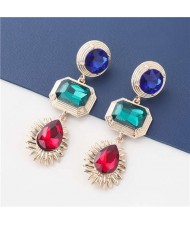 Bold Fashion Wholesale Jewelry Geometric Stylish Shining Colorful Acrylic Dangle Earrings - Red