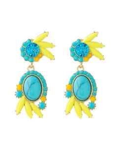 Cute Floral Design Resin Fashion Women Wholesale Earrings - Blue