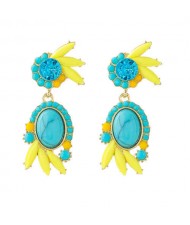 Cute Floral Design Resin Fashion Women Wholesale Earrings - Blue