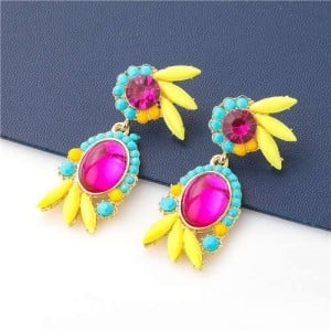 Cute Floral Design Resin Fashion Women Wholesale Earrings - Rose