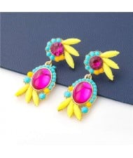 Cute Floral Design Resin Fashion Women Wholesale Earrings - Rose