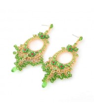 Vintage Tassel Wholesale Jewelry Bohemian Fashion Unique Design Hoop Women Earrings - Green