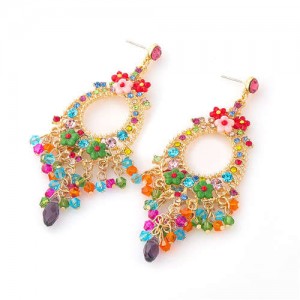 Vintage Tassel Wholesale Jewelry Bohemian Fashion Unique Design Hoop Women Earrings - Multicolor