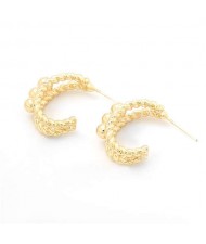 Korean Fashion Wholesale Jewelry Alphabet C Inspired Rope Design Alloy Costume Earrings  - Golden