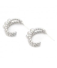 Korean Fashion Wholesale Jewelry Alphabet C Inspired Rope Design Alloy Costume Earrings - Silver