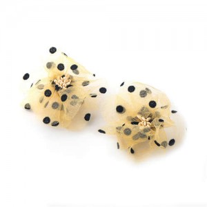 Flower Design Wholesale Jewelry Black Dots Embellished Romantic Summer Fashion Women Lace Earrings - Yellow