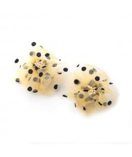 Flower Design Wholesale Jewelry Black Dots Embellished Romantic Summer Fashion Women Lace Earrings - Yellow