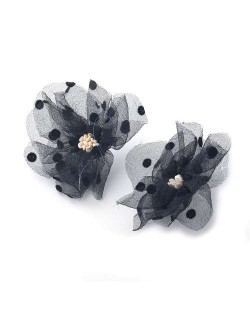 Flower Design Wholesale Jewelry Black Dots Embellished Romantic Summer Fashion Women Lace Earrings - Black