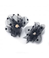 Flower Design Wholesale Jewelry Black Dots Embellished Romantic Summer Fashion Women Lace Earrings - Black