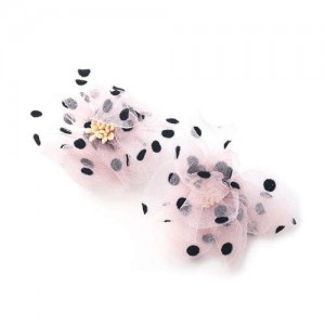 Flower Design Wholesale Jewelry Black Dots Embellished Romantic Summer Fashion Women Lace Earrings - Pink