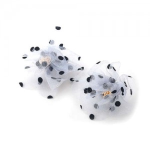 Flower Design Wholesale Jewelry Black Dots Embellished Romantic Summer Fashion Women Lace Earrings - Gray