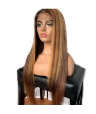 Gradient Color Brown Straight Style Long Hair High Fashion Women Synthetic Wholesale Wig