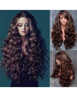 U.S. High Fashion Body Wave Fluffy Long Curly Synthetic Hair Women Wholesale Wig