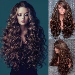 U.S. High Fashion Body Wave Fluffy Long Curly Synthetic Hair Women Wholesale Wig