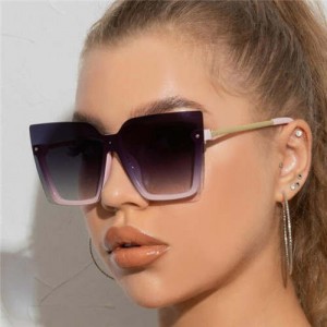 U.S. High Fashion Semi-frame Rivet Decorated Design Women Wholesale Sunglasses - Pink