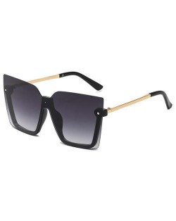 U.S. High Fashion Semi-frame Rivet Decorated Design Women Wholesale Sunglasses - Golden Black
