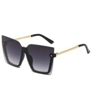 U.S. High Fashion Semi-frame Rivet Decorated Design Women Wholesale Sunglasses - Golden Black