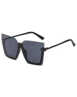 U.S. High Fashion Semi-frame Rivet Decorated Design Women Wholesale Sunglasses - Black