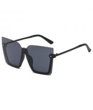 U.S. High Fashion Semi-frame Rivet Decorated Design Women Wholesale Sunglasses - Black