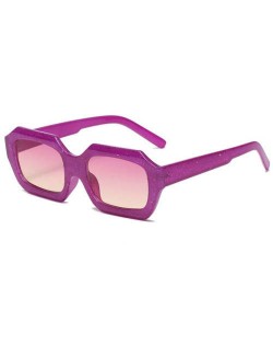 Stylish Bold Square Frame Embossing Design Women Cool Fashion Wholesale Sunglasses - Purple