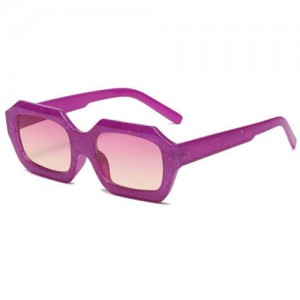 Stylish Bold Square Frame Embossing Design Women Cool Fashion Wholesale Sunglasses - Purple