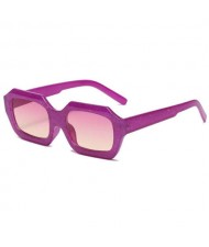 Stylish Bold Square Frame Embossing Design Women Cool Fashion Wholesale Sunglasses - Purple