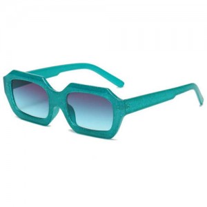 Vintage Design Polygon Glitter Candy Colors Frame Women Wholesale Sunglasses - Green
