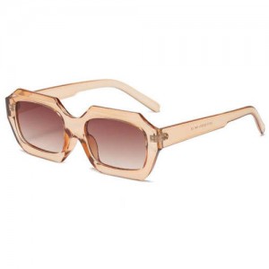 Vintage Design Polygon Glitter Candy Colors Frame Women Wholesale Sunglasses - Champagne