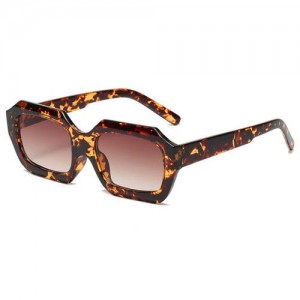 Vintage Design Polygon Glitter Candy Colors Frame Women Wholesale Sunglasses - Leopard