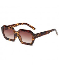 Vintage Design Polygon Glitter Candy Colors Frame Women Wholesale Sunglasses - Leopard