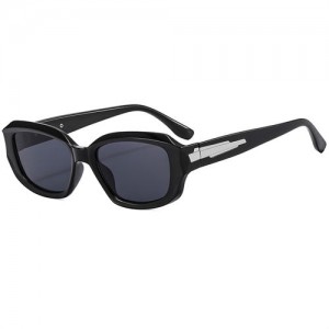 Vintage Design Polygon Glitter Candy Colors Frame Women Wholesale Sunglasses - Black