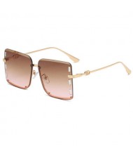 U.S. Bold Fashion Rhinestone Embellished Frameless Women Wholesale Sunglasses - Brown