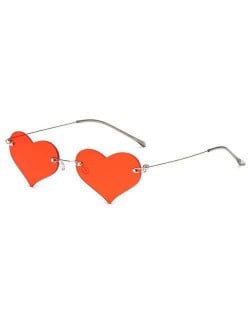 Sweet Heart Style Simple Fashion Frameless Lady Wholesale Sunglasses - Red