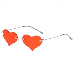 Sweet Heart Style Simple Fashion Frameless Lady Wholesale Sunglasses - Red