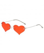 Sweet Heart Style Simple Fashion Frameless Lady Wholesale Sunglasses - Red