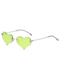 Sweet Heart Style Simple Fashion Frameless Lady Wholesale Sunglasses - Green