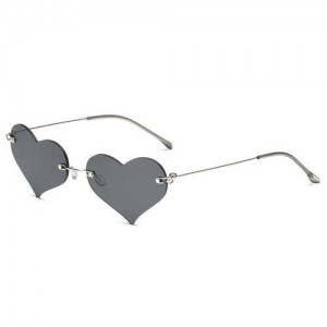 Sweet Heart Style Simple Fashion Frameless Lady Wholesale Sunglasses - Black