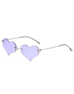 Sweet Heart Style Simple Fashion Frameless Lady Wholesale Sunglasses - Violet