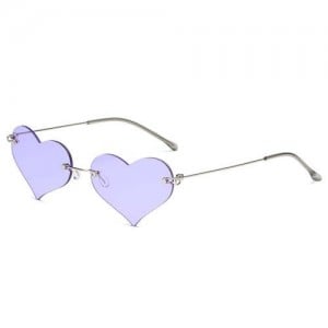 Sweet Heart Style Simple Fashion Frameless Lady Wholesale Sunglasses - Violet