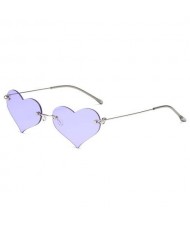 Sweet Heart Style Simple Fashion Frameless Lady Wholesale Sunglasses - Violet