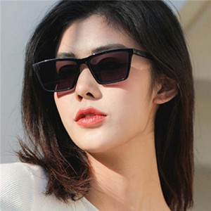 Classic Gentle Simple Design Square Slim Frame Outdoor Fashion Wholesale Sunglasses - Black