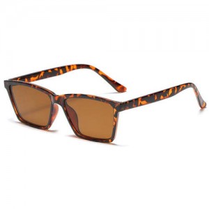 Classic Gentle Simple Design Square Slim Frame Outdoor Fashion Wholesale Sunglasses - Leopard