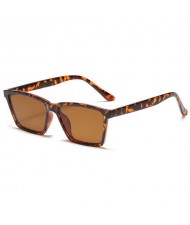 Classic Gentle Simple Design Square Slim Frame Outdoor Fashion Wholesale Sunglasses - Leopard